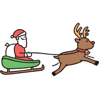 Santa flying on sleigh